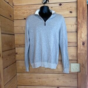 Quarter Zip Pullover Mens Large Grey Mock Neck Golf Jumper Daniel Bishop